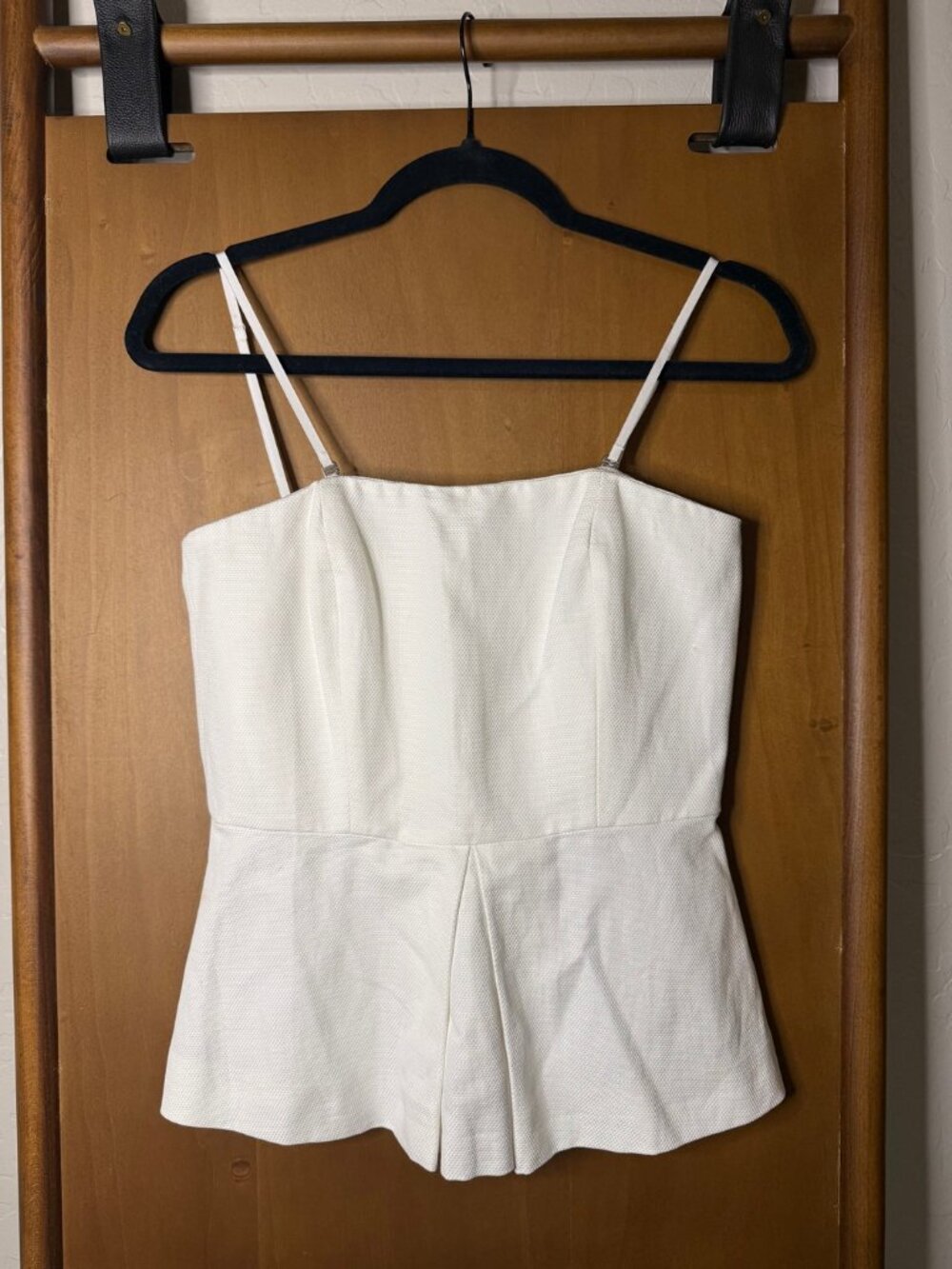 SPORTMAX CODE White Cotton Linen Pleated Peplum Cami Top Size 6